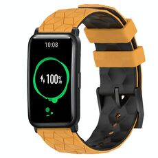 Cinturino per orologio in silicone bicolore con motivo a calcio da 20 mm per Honor Watch ES (giallo + nero)