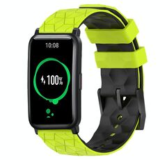 For Honor Watch ES 20mm Cinturino in silicone bicolore con motivo a calcio (verde lime + nero)