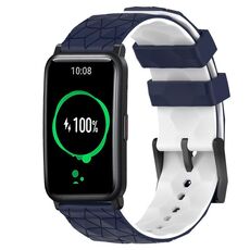 For Honor Watch ES 20mm Cinturino per orologio in silicone bicolore con motivo a calcio (blu notte + bianco)