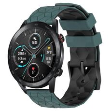 Per Honor MagicWatch2 42mm 20mm Cinturino per orologio in silicone bicolore con motivo a calcio (verde oliva + nero)