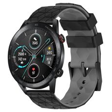 Per Honor MagicWatch2 42mm 20mm Cinturino in silicone bicolore con motivo a calcio (nero + grigio)