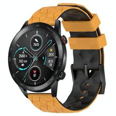 Per Honor MagicWatch2 42mm 20mm Cinturino in silicone bicolore con motivo a calcio (giallo + nero)