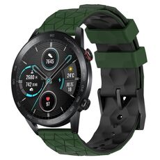 Per Honor MagicWatch2 42mm 20mm Cinturino per orologio in silicone bicolore con motivo a calcio (verde militare + nero)