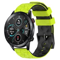 Per Honor MagicWatch2 42mm 20mm Cinturino in silicone bicolore con motivo a calcio (verde lime + nero)