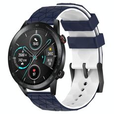Per Honor MagicWatch2 42mm 20mm Cinturino in silicone bicolore con motivo a calcio (blu notte + bianco)