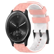Per Garmin Vivomove Sport 20mm Cinturino per orologio in silicone bicolore con motivo a calcio (rosa + bianco)