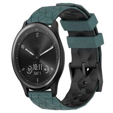 Per Garmin Vivomove Sport 20mm Cinturino per orologio in silicone bicolore con motivo a calcio (verde oliva + nero)
