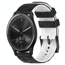 Per Garmin Vivomove Sport 20mm Cinturino per orologio in silicone bicolore con motivo a calcio (nero + bianco)