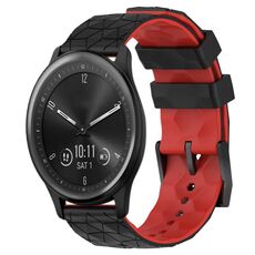 Per Garmin Vivomove Sport 20mm Cinturino per orologio in silicone bicolore con motivo a calcio (nero + rosso)