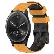 Per Garmin Vivomove Sport 20mm Cinturino in silicone bicolore con motivo a calcio (giallo + nero)