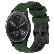 Per Garmin Vivomove Sport 20mm Cinturino per orologio in silicone bicolore con motivo a calcio (verde militare + nero)