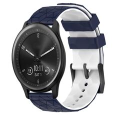 Per Garmin Vivomove Sport 20mm Cinturino per orologio in silicone bicolore con motivo a calcio (blu notte + bianco)