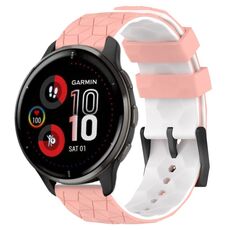 Per Garmin Venu 2 Plus 20mm Cinturino per orologio in silicone bicolore con motivo a calcio (rosa + bianco)
