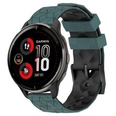 Per Garmin Venu 2 Plus 20mm Football Pattern Cinturino in silicone bicolore (verde oliva + nero)