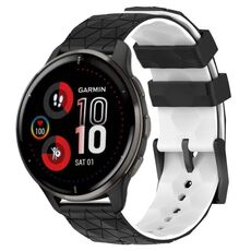 Per Garmin Venu 2 Plus 20mm Cinturino per orologio in silicone bicolore con motivo a calcio (nero + bianco)
