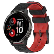 Per Garmin Venu 2 Plus 20mm Cinturino per orologio in silicone bicolore con motivo a calcio (nero + rosso)