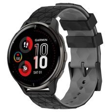 Per Garmin Venu 2 Plus 20mm Cinturino per orologio in silicone bicolore con motivo a calcio (nero + grigio)