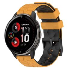 Per Garmin Venu 2 Plus 20mm Cinturino per orologio in silicone bicolore con motivo a calcio (giallo + nero)
