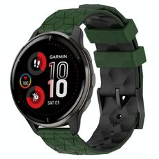 Per Garmin Venu 2 Plus 20mm Cinturino per orologio in silicone bicolore con motivo a calcio (verde militare + nero)