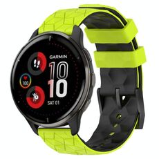 Per Garmin Venu 2 Plus 20mm Cinturino per orologio in silicone bicolore con motivo a calcio (verde lime + nero)