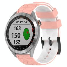 Per Garmin Approach S40 Cinturino per orologio in silicone bicolore da 20 mm con motivo a calcio (rosa + bianco)