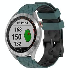 Per Garmin Approach S40 20mm Cinturino per orologio in silicone bicolore con motivo a calcio (verde oliva + nero)