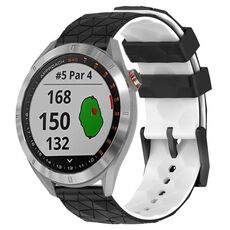 Per Garmin Approach S40 20mm Cinturino per orologio in silicone bicolore con motivo a calcio (nero + bianco)