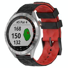 Per Garmin Approach S40 20mm Cinturino per orologio in silicone bicolore con motivo a calcio (nero + rosso)