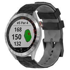 Per Garmin Approach S40 20mm Cinturino per orologio in silicone bicolore con motivo a calcio (nero + grigio)