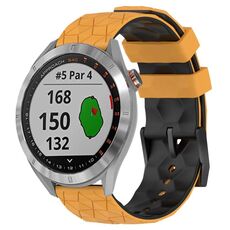 Per Garmin Approach S40 Cinturino per orologio in silicone bicolore da 20 mm con motivo a calcio (giallo + nero)
