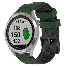 Per Garmin Approach S40 Cinturino per orologio in silicone bicolore da 20 mm con motivo a calcio (verde militare + nero)
