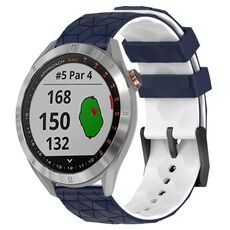 Per Garmin Approach S40 Cinturino per orologio in silicone bicolore da 20 mm con motivo a calcio (blu notte + bianco)