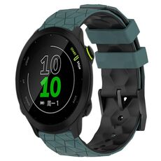 Per Garmin Forerunner 158 20mm Cinturino per orologio in silicone bicolore con motivo a calcio (verde oliva + nero)