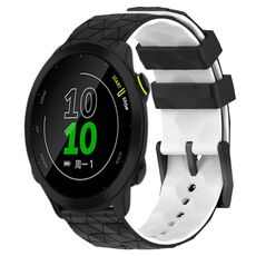 Per Garmin Forerunner 158 20mm Cinturino in silicone bicolore con motivo a calcio (nero + bianco)