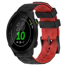 Per Garmin Forerunner 158 20mm Cinturino in silicone bicolore con motivo a calcio (nero + rosso)