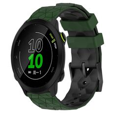 Per Garmin Forerunner 158 20mm Cinturino per orologio in silicone bicolore con motivo a calcio (verde militare + nero)