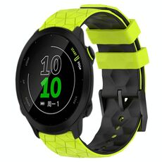 Per Garmin Forerunner 158 20mm Cinturino per orologio in silicone bicolore con motivo a calcio (verde lime + nero)