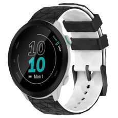 Per Garmin Forerunner 55 20mm Cinturino per orologio in silicone bicolore con motivo a calcio (nero + bianco)