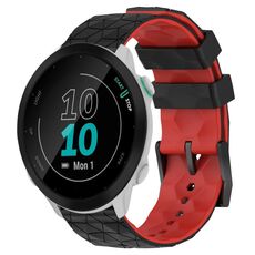 Per Garmin Forerunner 55 20mm Cinturino per orologio in silicone bicolore con motivo a calcio (nero + rosso)