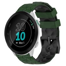 Per Garmin Forerunner 55 20mm Cinturino per orologio in silicone bicolore con motivo a calcio (verde militare + nero)