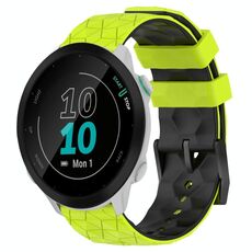 Per Garmin Forerunner 55 20mm Cinturino per orologio in silicone bicolore con motivo a calcio (verde lime + nero)