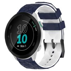 Per Garmin Forerunner 55 20mm Cinturino per orologio in silicone bicolore con motivo a calcio (blu notte + bianco)