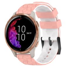 Per Garmin Venu 20mm Cinturino in silicone bicolore con motivo a calcio (rosa + bianco)