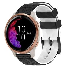 Per Garmin Venu 20mm Cinturino per orologio in silicone bicolore con motivo a calcio (nero + bianco)