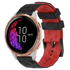 Per Garmin Venu 20mm Cinturino in silicone bicolore con motivo a calcio (nero + rosso)