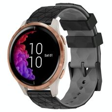 Per Garmin Venu 20mm Cinturino in silicone bicolore con motivo a calcio (nero + grigio)