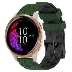 Per Garmin Venu 20mm Cinturino per orologio in silicone bicolore con motivo a calcio (verde militare + nero)
