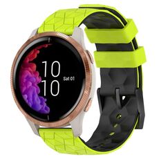 Per Garmin Venu 20mm Cinturino per orologio in silicone bicolore con motivo a calcio (verde lime + nero)