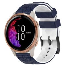 Per Garmin Venu 20mm Cinturino in silicone bicolore con motivo a calcio (blu notte + bianco)