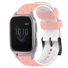 Per Garmin Venu SQ 20mm Cinturino per orologio in silicone bicolore con motivo a calcio (rosa + bianco)